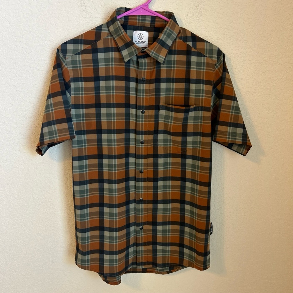 Flylow Men’s S Plaid Button-Up Shirt - Brown and Black